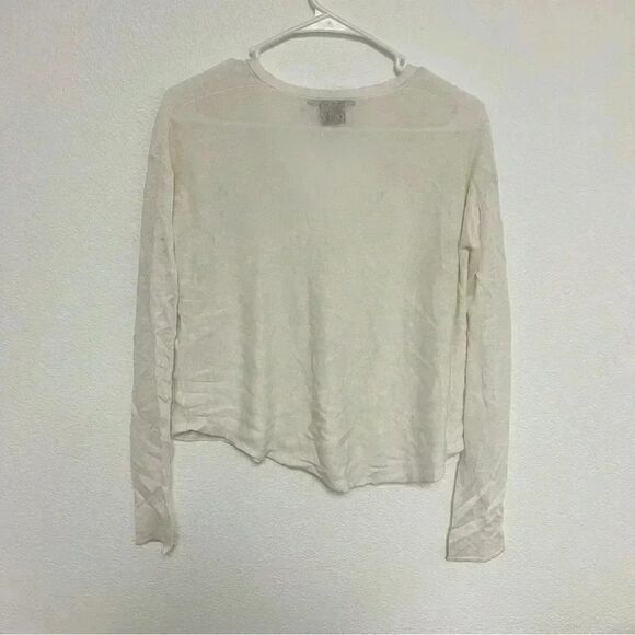 A/X Armani Exchange White Sheer V Neck Button Down Cardigan Sweater - Picture 6 of 6